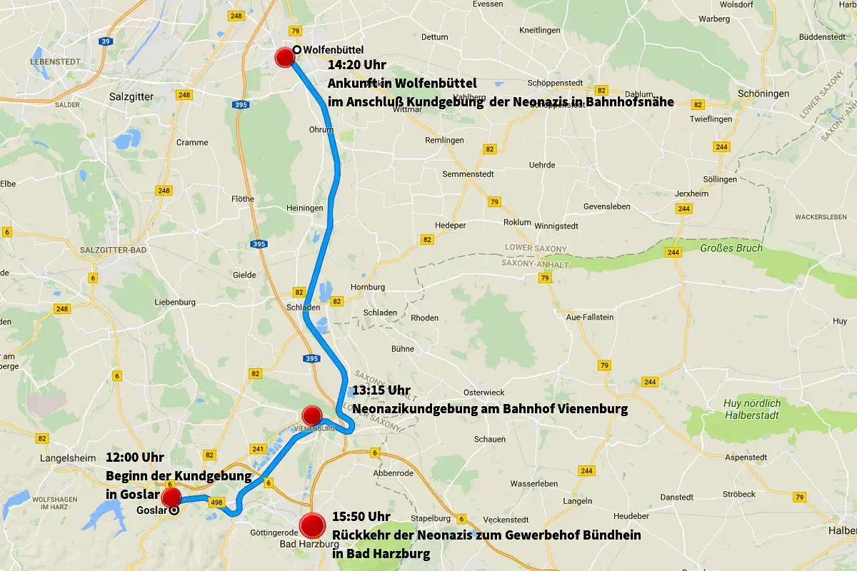 Wie bereits in der Vergangenheit, versuchten die Neonazis im Anschluß an ihre Kundgebung in verschiedenen Städten "Spontankundgebungen" durchzuführen.