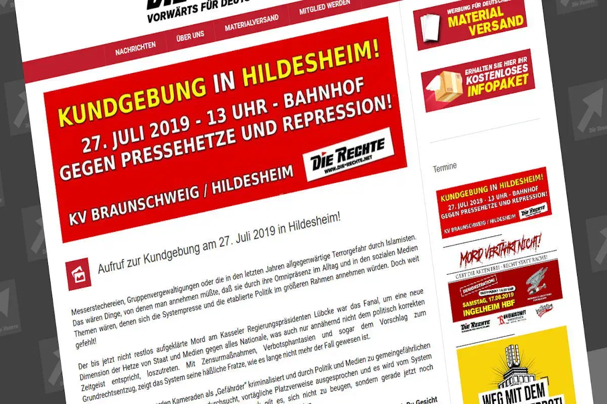 Geplante Grünung und Kundgebung der Partei "Die Rechte" in Hildesheim