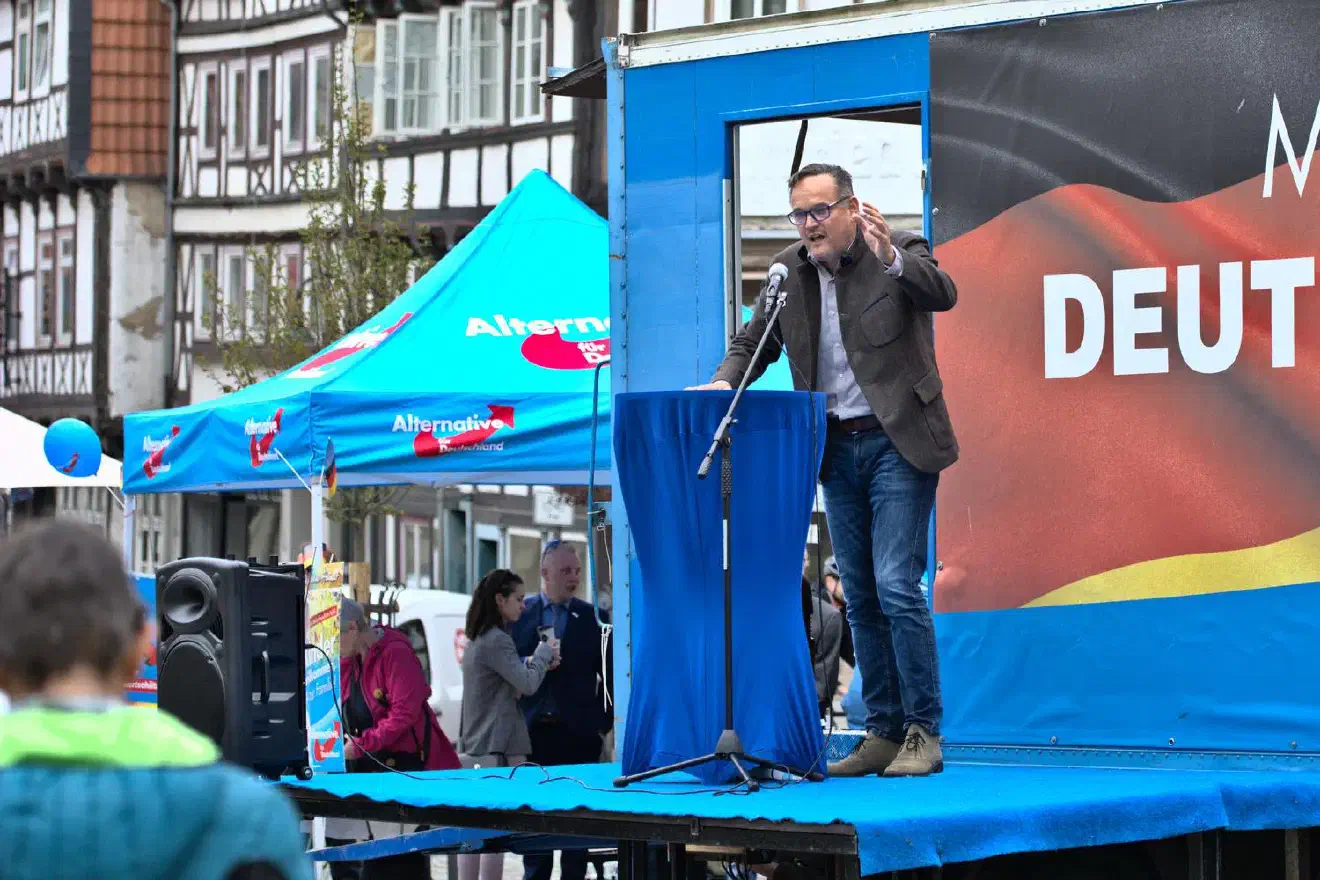 Auch der Landesvorsitzende aus Sachsen-Anhalt, Martin Reichardt,  hielt eine Rede.