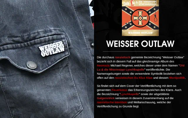 Tafel zu Weißer Outlaw